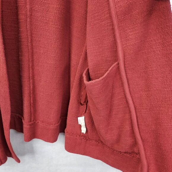 Soft Surroundings Cardigan Women Petite L/XL Open Front Pockets Slub Cotton Ocre - Picture 7 of 14